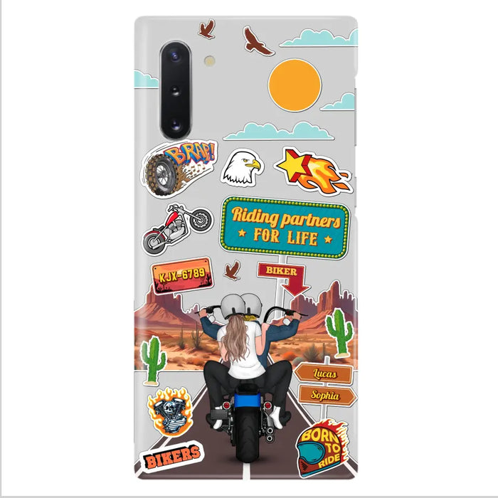 Personalized Motorcycle Couple Phone Case - Gift Idea For Couple/Husband & Wife/Bikers - Transparent Phone Case For iPhone/Samsung