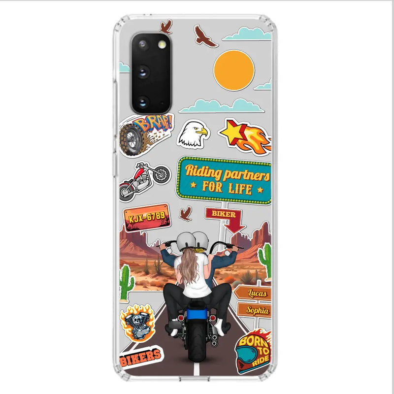 Personalized Motorcycle Couple Phone Case - Gift Idea For Couple/Husband & Wife/Bikers - Transparent Phone Case For iPhone/Samsung