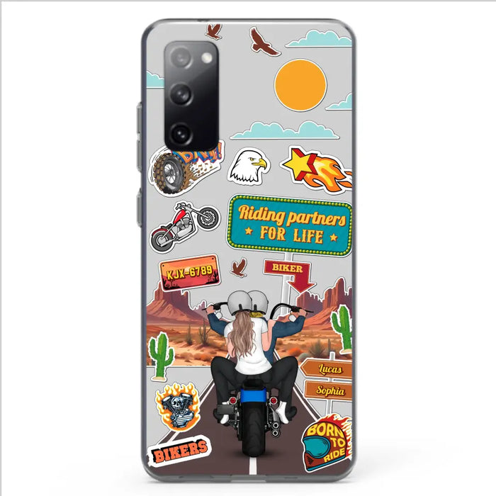Personalized Motorcycle Couple Phone Case - Gift Idea For Couple/Husband & Wife/Bikers - Transparent Phone Case For iPhone/Samsung