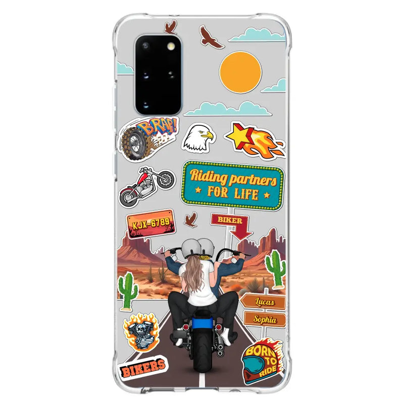 Personalized Motorcycle Couple Phone Case - Gift Idea For Couple/Husband & Wife/Bikers - Transparent Phone Case For iPhone/Samsung