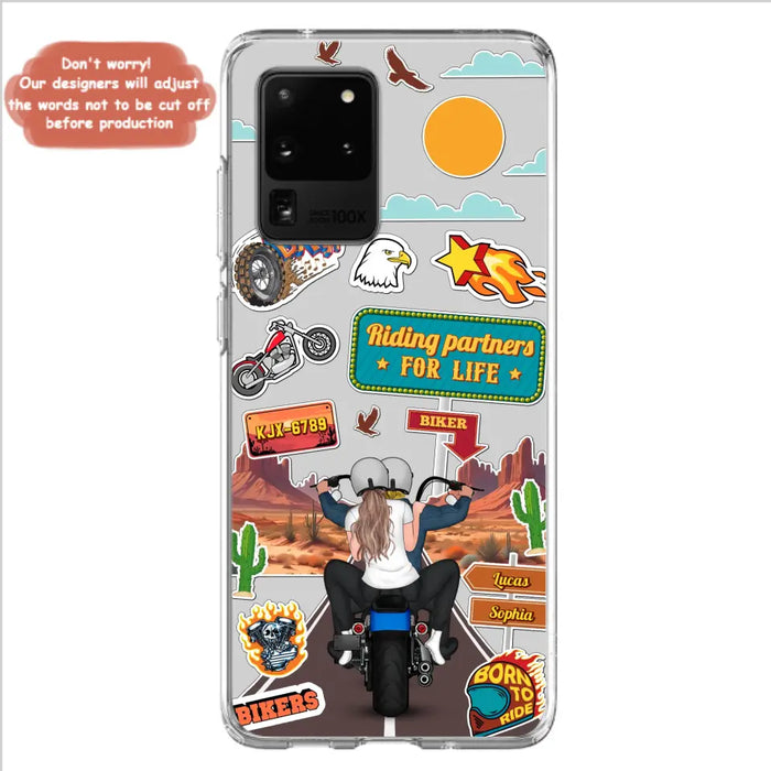 Personalized Motorcycle Couple Phone Case - Gift Idea For Couple/Husband & Wife/Bikers - Transparent Phone Case For iPhone/Samsung