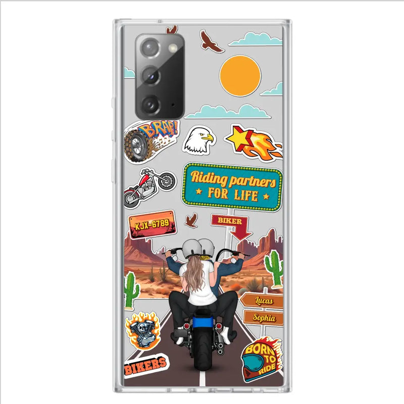 Personalized Motorcycle Couple Phone Case - Gift Idea For Couple/Husband & Wife/Bikers - Transparent Phone Case For iPhone/Samsung