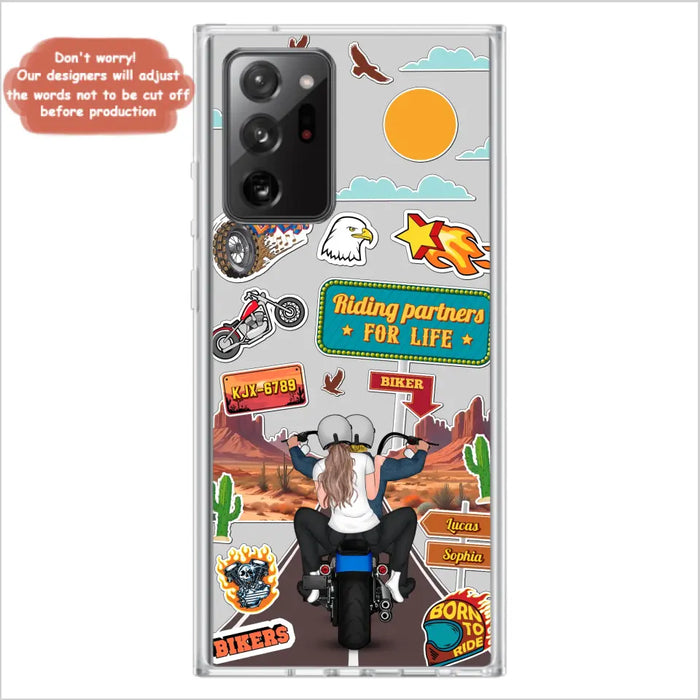 Personalized Motorcycle Couple Phone Case - Gift Idea For Couple/Husband & Wife/Bikers - Transparent Phone Case For iPhone/Samsung