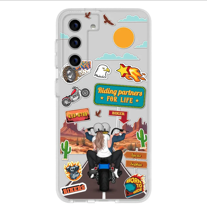 Personalized Motorcycle Couple Phone Case - Gift Idea For Couple/Husband & Wife/Bikers - Transparent Phone Case For iPhone/Samsung