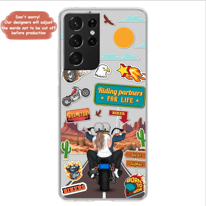 Personalized Motorcycle Couple Phone Case - Gift Idea For Couple/Husband & Wife/Bikers - Transparent Phone Case For iPhone/Samsung