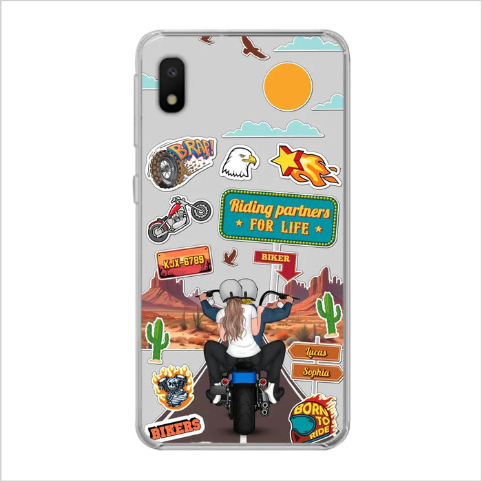 Personalized Motorcycle Couple Phone Case - Gift Idea For Couple/Husband & Wife/Bikers - Transparent Phone Case For iPhone/Samsung