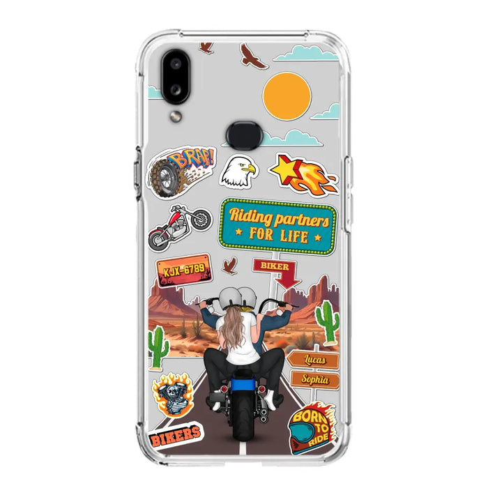 Personalized Motorcycle Couple Phone Case - Gift Idea For Couple/Husband & Wife/Bikers - Transparent Phone Case For iPhone/Samsung