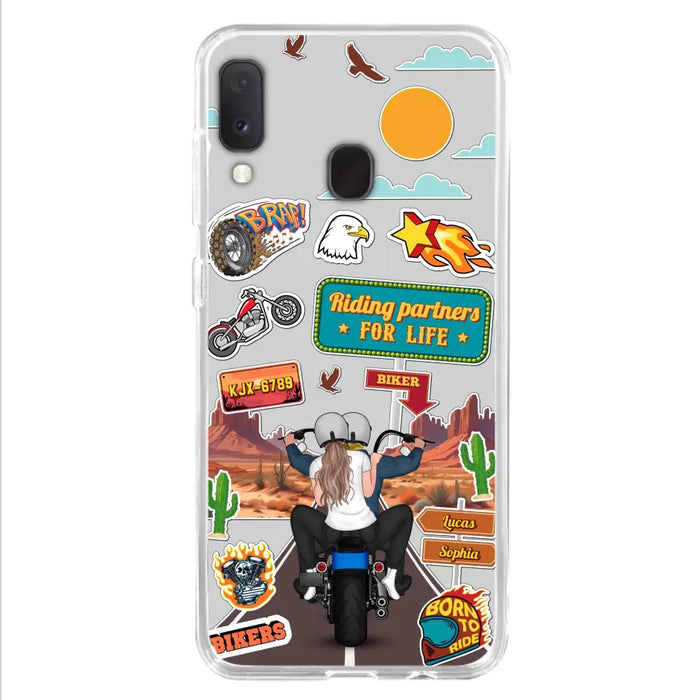 Personalized Motorcycle Couple Phone Case - Gift Idea For Couple/Husband & Wife/Bikers - Transparent Phone Case For iPhone/Samsung