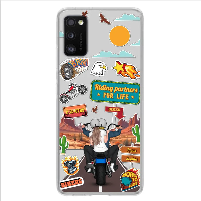Personalized Motorcycle Couple Phone Case - Gift Idea For Couple/Husband & Wife/Bikers - Transparent Phone Case For iPhone/Samsung