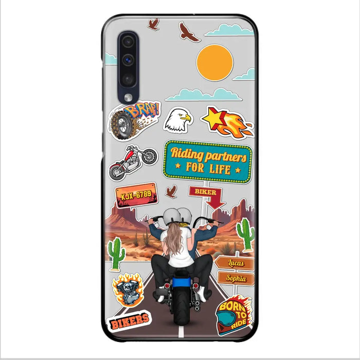 Personalized Motorcycle Couple Phone Case - Gift Idea For Couple/Husband & Wife/Bikers - Transparent Phone Case For iPhone/Samsung