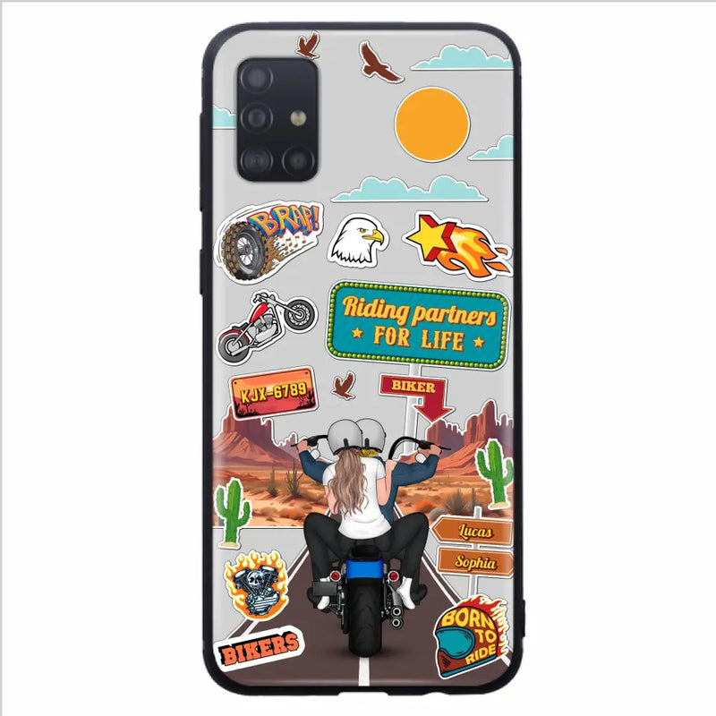 Personalized Motorcycle Couple Phone Case - Gift Idea For Couple/Husband & Wife/Bikers - Transparent Phone Case For iPhone/Samsung