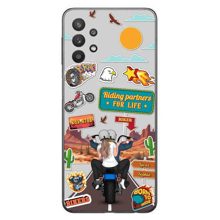 Personalized Motorcycle Couple Phone Case - Gift Idea For Couple/Husband & Wife/Bikers - Transparent Phone Case For iPhone/Samsung