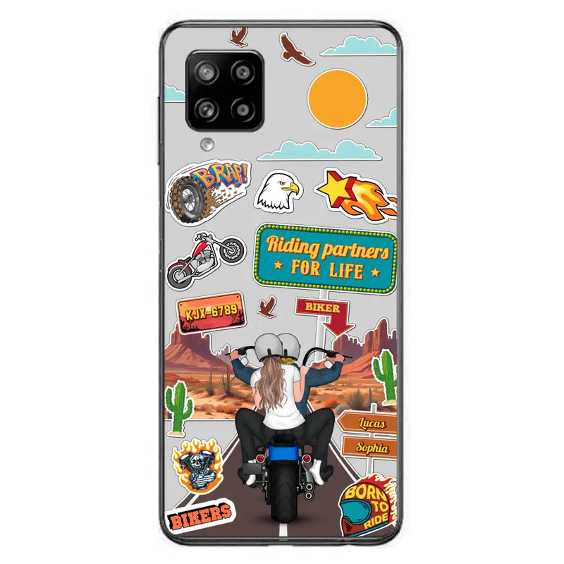 Personalized Motorcycle Couple Phone Case - Gift Idea For Couple/Husband & Wife/Bikers - Transparent Phone Case For iPhone/Samsung