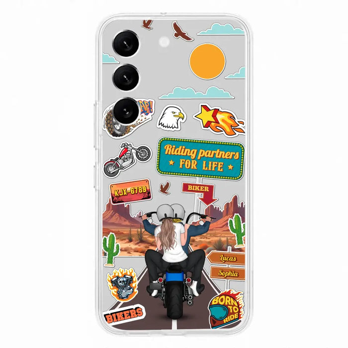 Personalized Motorcycle Couple Phone Case - Gift Idea For Couple/Husband & Wife/Bikers - Transparent Phone Case For iPhone/Samsung