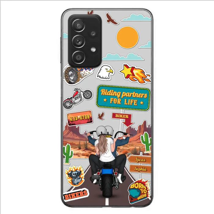 Personalized Motorcycle Couple Phone Case - Gift Idea For Couple/Husband & Wife/Bikers - Transparent Phone Case For iPhone/Samsung