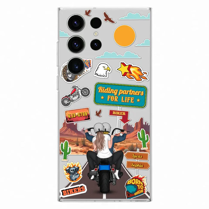 Personalized Motorcycle Couple Phone Case - Gift Idea For Couple/Husband & Wife/Bikers - Transparent Phone Case For iPhone/Samsung