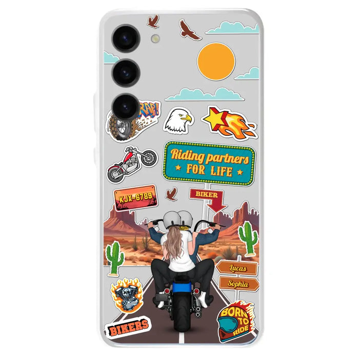 Personalized Motorcycle Couple Phone Case - Gift Idea For Couple/Husband & Wife/Bikers - Transparent Phone Case For iPhone/Samsung