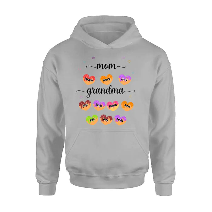 Personalized Grandma Shirt/ Hoodie - Gift Idea To Mom/Grandma with up to 5 Kids and 10 Grandkids