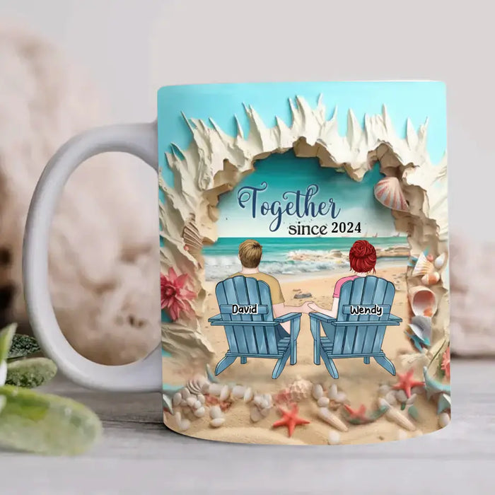 Custom Personalized Couple Beach 3D Inflated Effect Coffee Mug - Gift Idea For Couple - You & Me We Got This