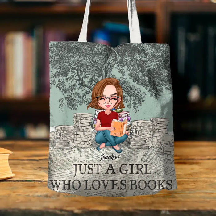 Custom Personalized Canvas Bag - Gift Idea For Book Lover - Just A Girl Who Loves Books