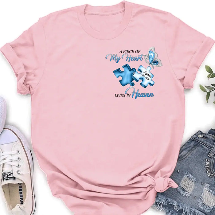 Custom Personalized Ombre Memorial T-Shirt/ Hoodie - Memorial Gift Idea - A Piece Of My Heart Lives In Heaven