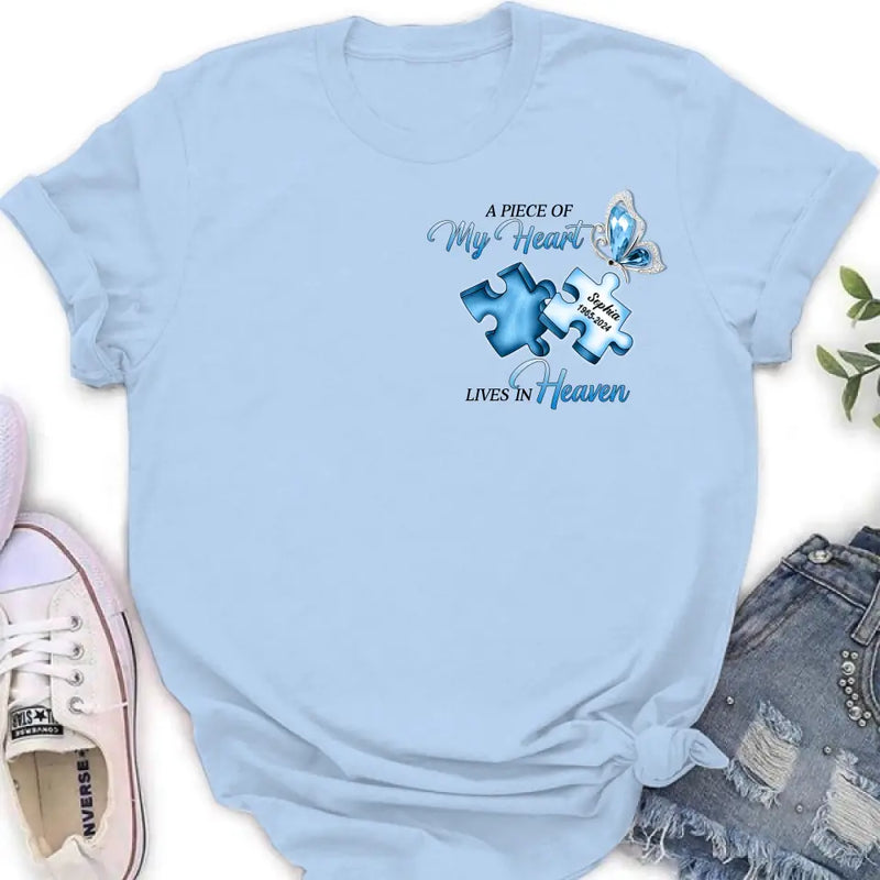 Personalized Ombre Memorial T-Shirt/Hoodie - Memorial Gift Idea - A Piece Of My Heart Lives In Heaven