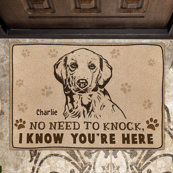 Custom Personalized Welcome Doormat - Upload Pet's Photos - Gift Idea For Dog Lover - No Need To Knock I Know You're Here