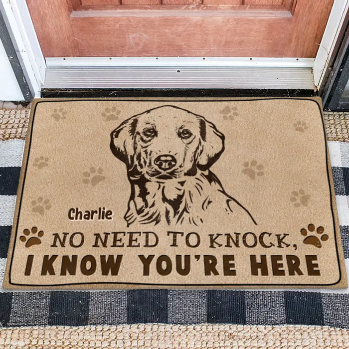 Custom Personalized Welcome Doormat - Upload Pet's Photos - Gift Idea For Dog Lover - No Need To Knock I Know You're Here