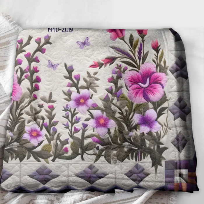 Personalized Hummingbird Memorial Fleece Throw Blanket/Quilt - Memorial Gift Idea For Family Member/Dad/Mom - Your Wings Were Ready But My Heart Was Not