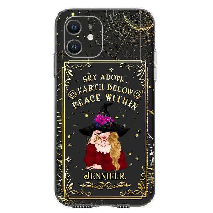 Custom Personalized Witch Tarrot Card Phone Case - Gift Idea For Witch/ Tarrot Lover - Sky Above Earth Below Peace Within - Case For iPhone/ Samsung