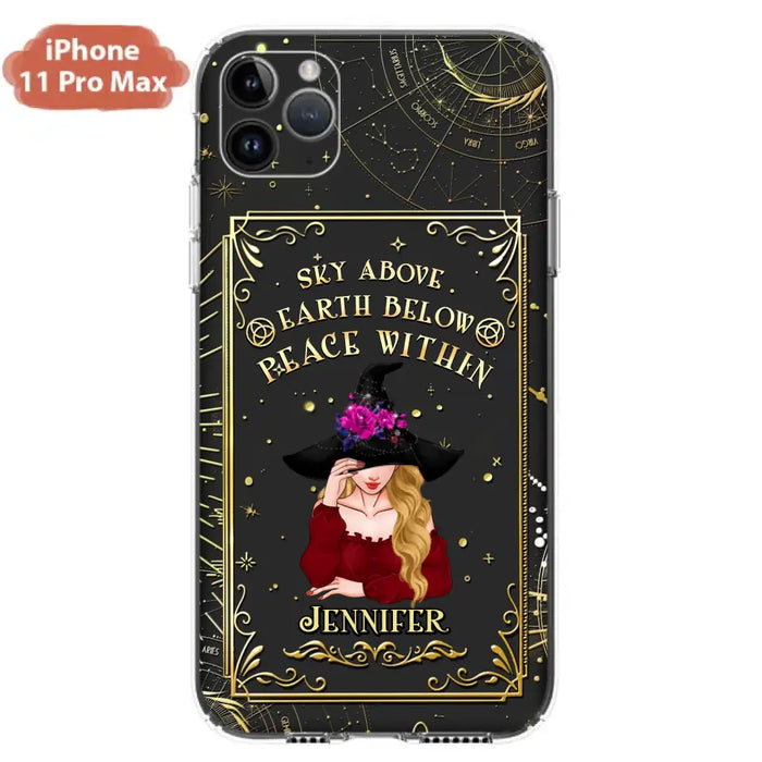 Custom Personalized Witch Tarrot Card Phone Case - Gift Idea For Witch/ Tarrot Lover - Sky Above Earth Below Peace Within - Case For iPhone/ Samsung