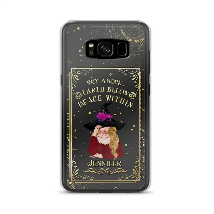 Custom Personalized Witch Tarrot Card Phone Case - Gift Idea For Witch/ Tarrot Lover - Sky Above Earth Below Peace Within - Case For iPhone/ Samsung