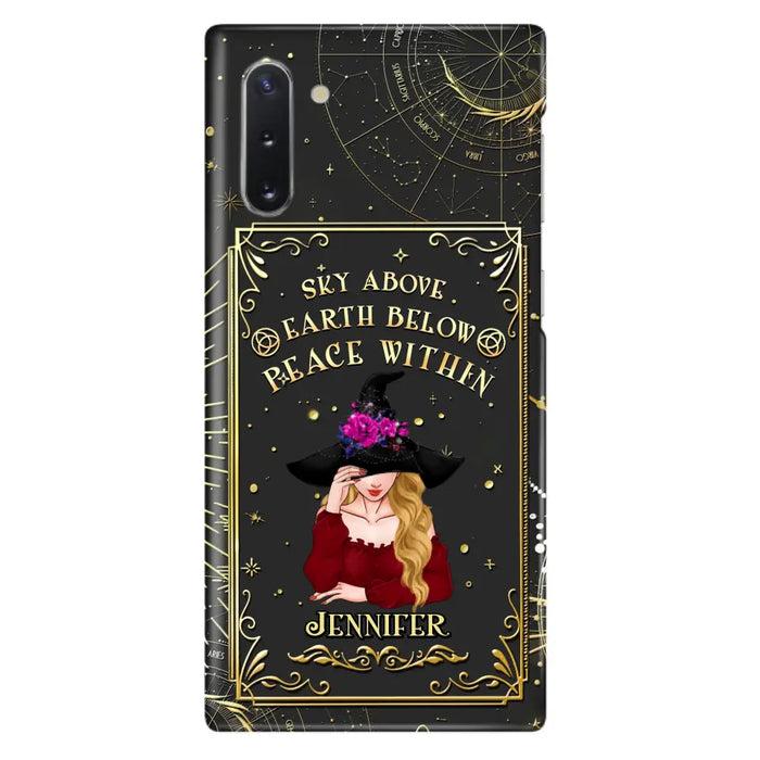 Custom Personalized Witch Tarrot Card Phone Case - Gift Idea For Witch/ Tarrot Lover - Sky Above Earth Below Peace Within - Case For iPhone/ Samsung