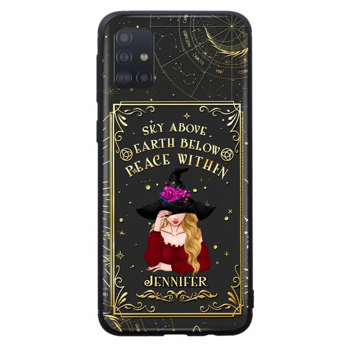 Custom Personalized Witch Tarrot Card Phone Case - Gift Idea For Witch/ Tarrot Lover - Sky Above Earth Below Peace Within - Case For iPhone/ Samsung