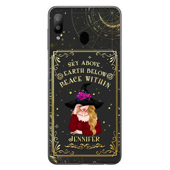 Custom Personalized Witch Tarrot Card Phone Case - Gift Idea For Witch/ Tarrot Lover - Sky Above Earth Below Peace Within - Case For iPhone/ Samsung