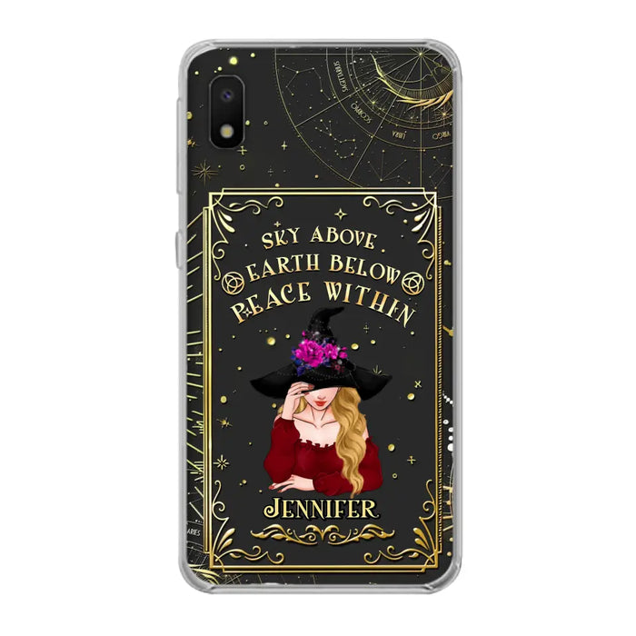 Custom Personalized Witch Tarrot Card Phone Case - Gift Idea For Witch/ Tarrot Lover - Sky Above Earth Below Peace Within - Case For iPhone/ Samsung