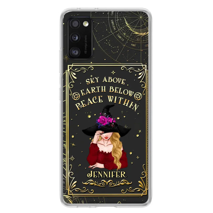 Custom Personalized Witch Tarrot Card Phone Case - Gift Idea For Witch/ Tarrot Lover - Sky Above Earth Below Peace Within - Case For iPhone/ Samsung