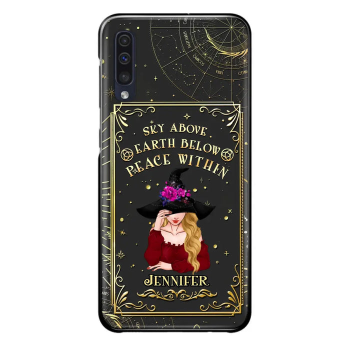 Custom Personalized Witch Tarrot Card Phone Case - Gift Idea For Witch/ Tarrot Lover - Sky Above Earth Below Peace Within - Case For iPhone/ Samsung