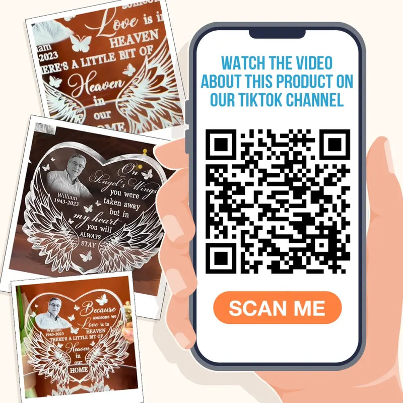 Personalized In Loving Memory Acrylic Plaque - Memorial Gift Idea For Christmas/Family Member - Upload Photo - Because Someone We Love Is In Heaven