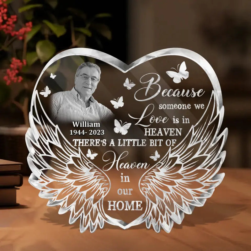 Personalized In Loving Memory Acrylic Plaque - Memorial Gift Idea For Christmas/Family Member - Upload Photo - Because Someone We Love Is In Heaven