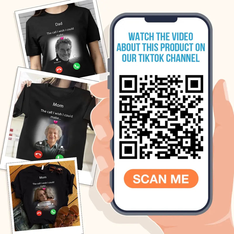 Personalized Memorial Mom/Dad Shirt/Hoodie - Upload Photo - Memorial Gift Idea for Mother's Day/Father's Day - The Call I Wish I Could Make