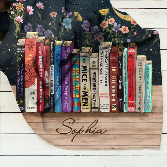 Personalized Reading Girl Quilt/Fleece Throw Blanket - Gift Idea For Book Lover