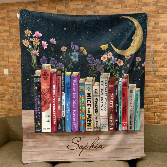 Personalized Reading Girl Quilt/Fleece Throw Blanket - Gift Idea For Book Lover