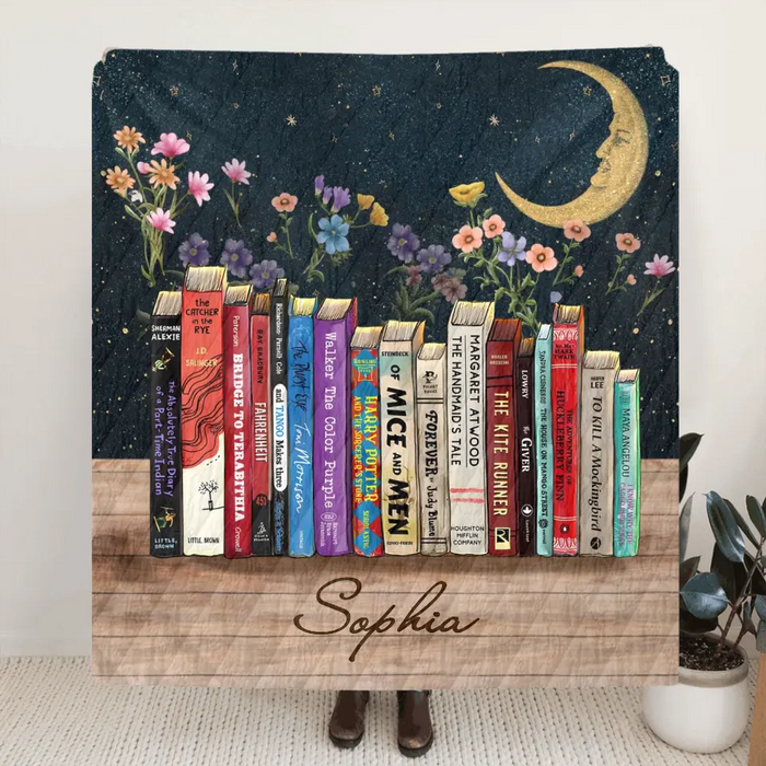 Personalized Reading Girl Quilt/Fleece Throw Blanket - Gift Idea For Book Lover