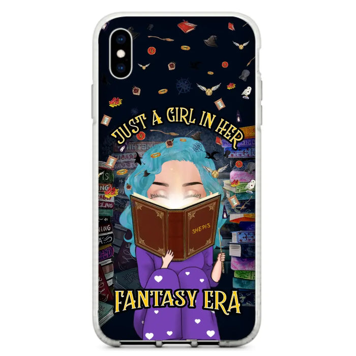 Custom Personalized Reading Book Phone Case - Gift Idea For Book Lovers - Just A Girl In Her Fantasy Era - Case For iPhone/ Samsung