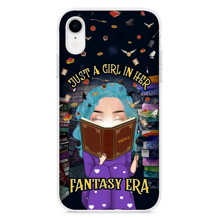 Custom Personalized Reading Book Phone Case - Gift Idea For Book Lovers - Just A Girl In Her Fantasy Era - Case For iPhone/ Samsung