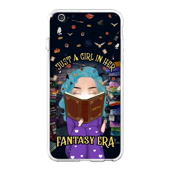 Custom Personalized Reading Book Phone Case - Gift Idea For Book Lovers - Just A Girl In Her Fantasy Era - Case For iPhone/ Samsung