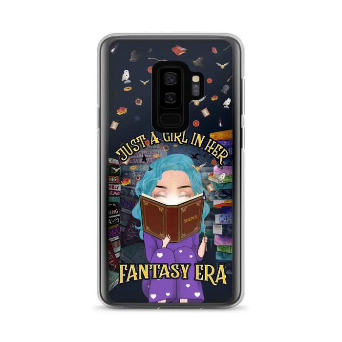 Custom Personalized Reading Book Phone Case - Gift Idea For Book Lovers - Just A Girl In Her Fantasy Era - Case For iPhone/ Samsung