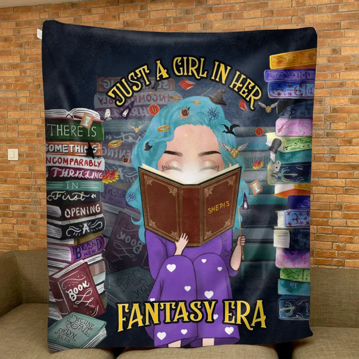 Personalized Reading Book Quilt/Fleece Throw Blanket - Gift Idea For Books Lover - Just A Girl In Her Fantasy Era