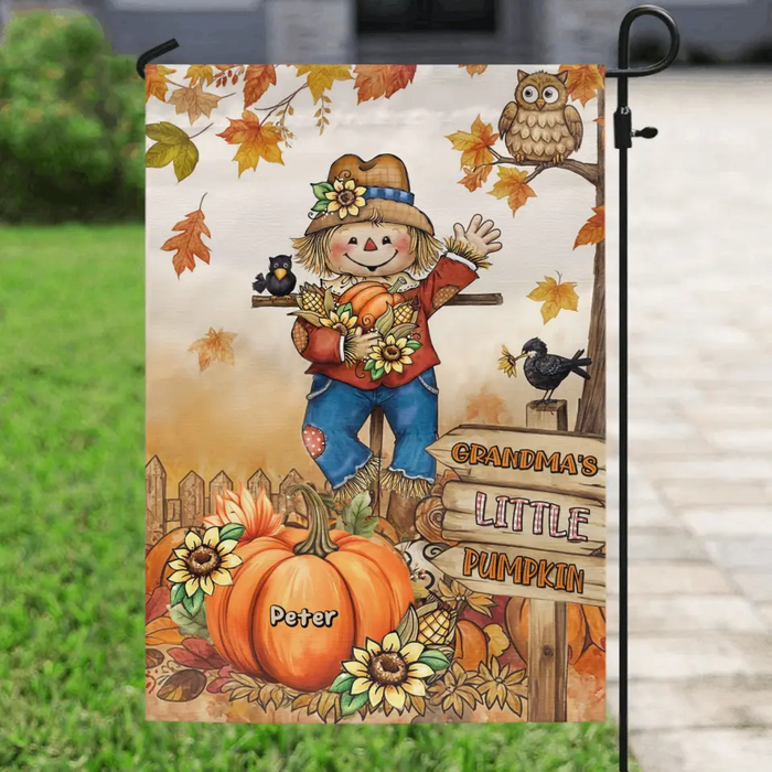 Custom Personalized Grandma's Little Pumpkins Flag Sign - Upto 10 Kids - Gift Idea To Grandma/ Mother